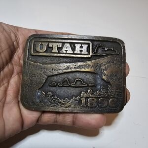 Vintage Utah Statehood 1896 Solid Brass Belt Buckle Numbered #570 Unisex